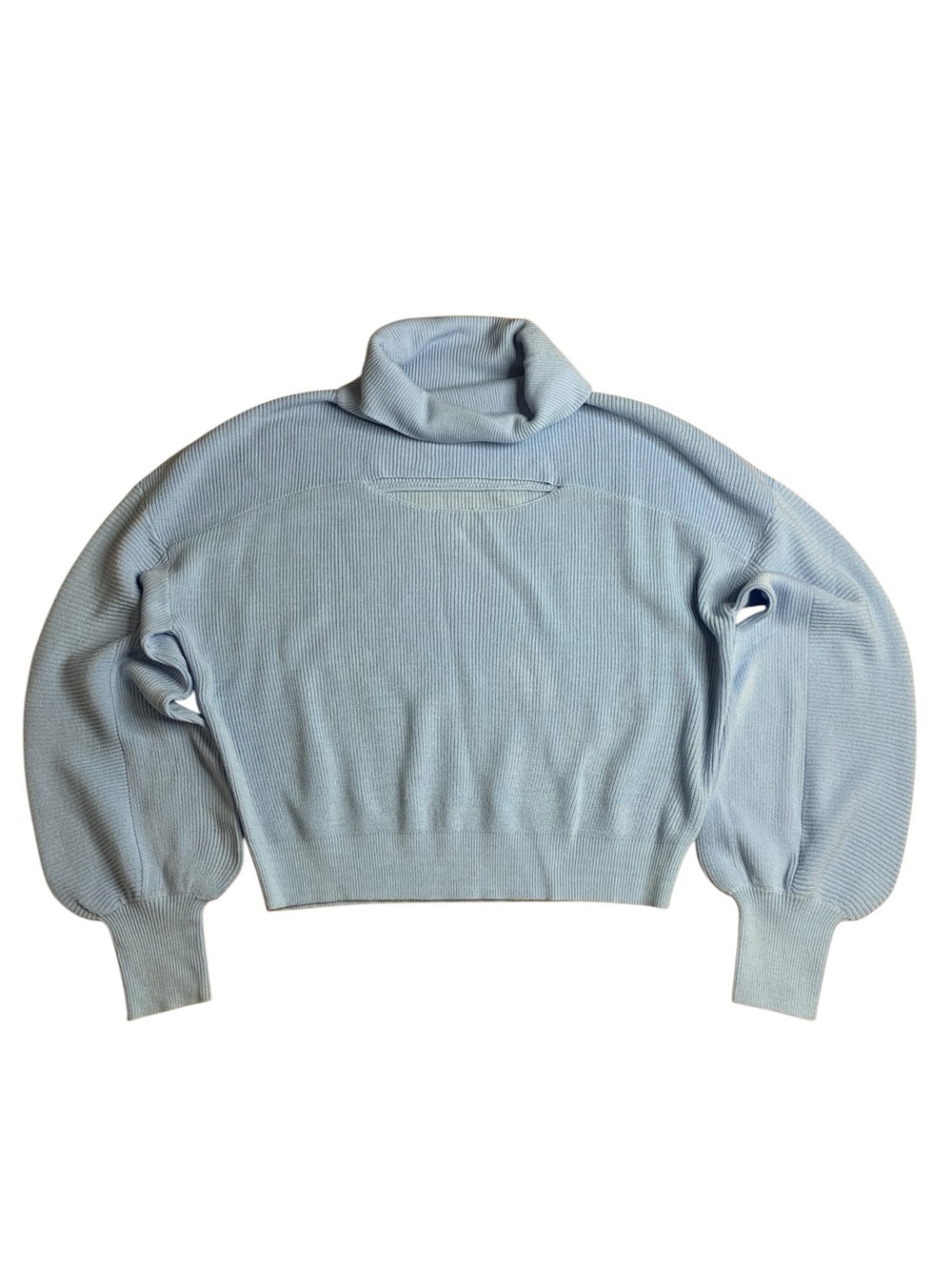 Fashion Nova Light Blue Ribbed Turtleneck Cutout Sweater Size Small